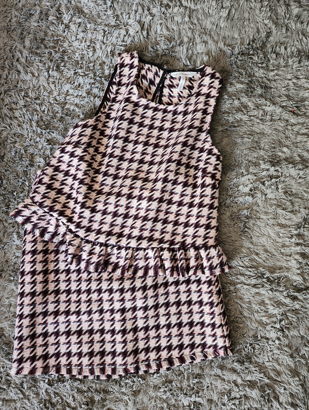 BCBGeneration Pink, Black & Cream Chevron Knit Top